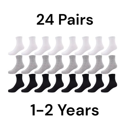 Duufin 24 Pairs Kids' Mid Cut Socks 1-2 Years Breathable Unisex Athletic Socks